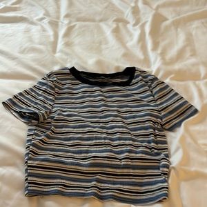 Blue, Black and white striped crop-top, women’s size small